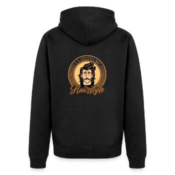 Mullet Frisur Vokuhila Frisur - Unisex Premium Bio Zip Hoodie - Schwarz - Hinten - Nico (187cm)
