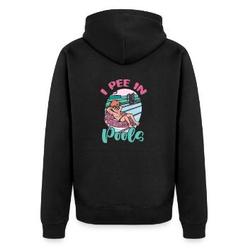 Ich Pinkle In Öffentlichen Pools Lustige - Unisex Premium Bio Zip Hoodie - Schwarz - Hinten - Nico (187cm)
