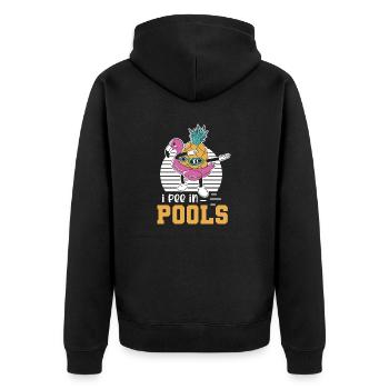 Ich Pinkle In Pools Schwimmwitz Lustige - Unisex Premium Bio Zip Hoodie - Schwarz - Hinten - Nico (187cm)