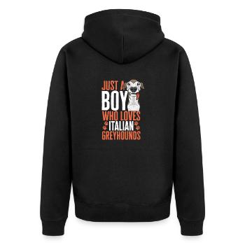 Italienischer Windspiel Windhund Hunde - Unisex Premium Bio Zip Hoodie - Schwarz - Hinten - Nico (187cm)