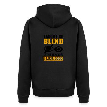 Blindheitsbewusstsein Gesetzlich Blind - Unisex Premium Bio Zip Hoodie - Schwarz - Hinten - Nico (187cm)