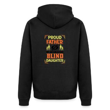 Blindheitsbewusstsein Gesetzlich Blind - Unisex Premium Bio Zip Hoodie - Schwarz - Hinten - Nico (187cm)