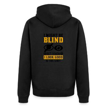 Blindheitsbewusstsein Gesetzlich Blind - Unisex Premium Bio Zip Hoodie - Schwarz - Hinten - Nico (187cm)