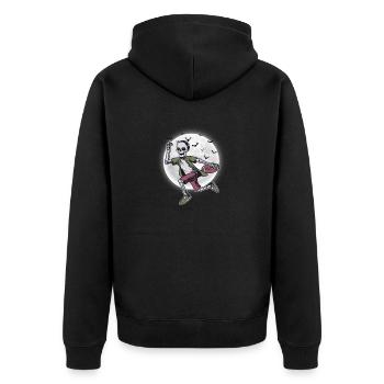 American Football Spieler Trainer Fan Skelett - Unisex Premium Bio Zip Hoodie - Schwarz - Hinten - Nico (187cm)