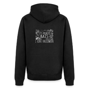 Es ist Freakin Fledermäuse Ich liebe Halloween - Unisex Premium Bio Zip Hoodie - Schwarz - Hinten - Nico (187cm)