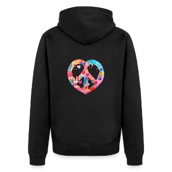 Heart Peace Sign Love Art Colors Valentine Hippy - Unisex Premium Organic Zip Hoodie - black - Back - Nico (187cm)