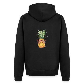 Pineapple Sunglasses Beach Hawaiian Holidays - Unisex Premium Organic Zip Hoodie - black - Back - Nico (187cm)