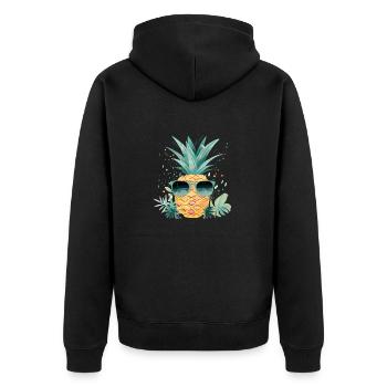 Pineapple Sunglasses Beach Hawaiian Holidays - Unisex Premium Organic Zip Hoodie - black - Back - Nico (187cm)