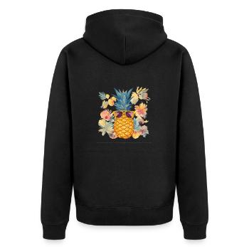 Pineapple Sunglasses Beach Hawaiian Holidays - Unisex Premium Organic Zip Hoodie - black - Back - Nico (187cm)