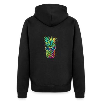 Pineapple Sunglasses Beach Hawaiian Holidays - Unisex Premium Organic Zip Hoodie - black - Back - Nico (187cm)