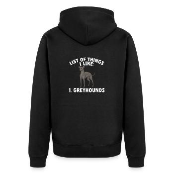 Italienischer Windspiel Windhund Hunde - Unisex Premium Bio Zip Hoodie - Schwarz - Hinten - Nico (187cm)
