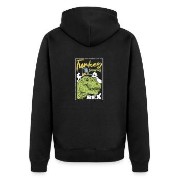 Turquie Saurus T Rex Thanksgiving Day Pèlerin Dino - Veste à capuche bio Premium Unisexe - noir - Dos - Nico (187cm)