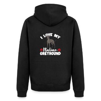 Lévrier italien Greyhound Chiens - Veste à capuche bio Premium Unisexe - noir - Dos - Nico (187cm)