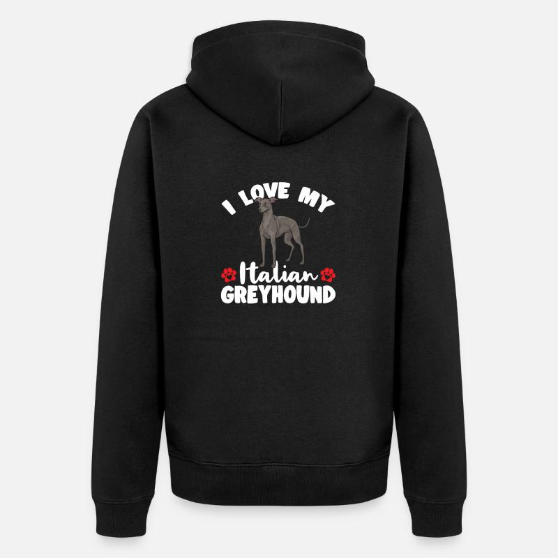 Lévrier italien Greyhound Chiens - Veste à capuche bio Premium Unisexe - noir