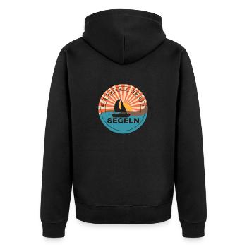 Mir Reichts ich geh Segeln Segler Geschenk Segel - Unisex Premium Bio Zip Hoodie - Schwarz - Hinten - Nico (187cm)