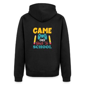 Game over rentrée scolaire, début des vacances scolaires d’été - Veste à capuche bio Premium Unisexe - noir - Dos - Nico (187cm)