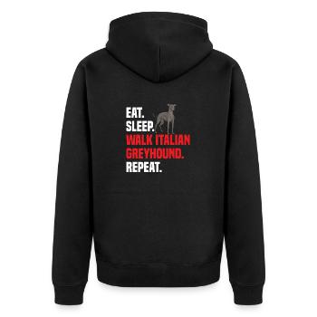 Italian Greyhound Greyhound Dogs - Unisex Premium Organic Zip Hoodie - black - Back - Nico (187cm)