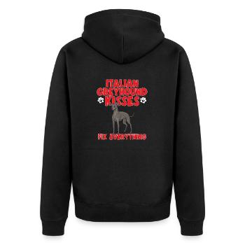 Italienischer Windspiel Windhund Hunde - Unisex Premium Bio Zip Hoodie - Schwarz - Hinten - Nico (187cm)