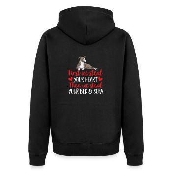 Italienischer Windspiel Windhund Hunde - Unisex Premium Bio Zip Hoodie - Schwarz - Hinten - Nico (187cm)