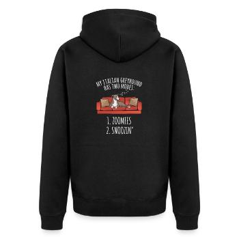 Italian Greyhound Greyhound Dogs - Unisex Premium Organic Zip Hoodie - black - Back - Nico (187cm)