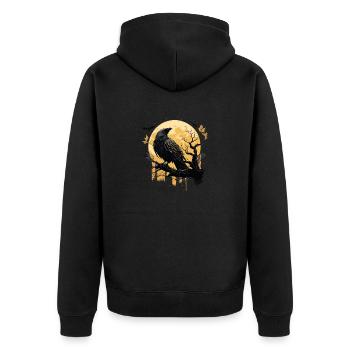 Viking Saga Munin and Kunin Raven Odin's Viking - Unisex Premium Organic Zip Hoodie - black - Back - Nico (187cm)