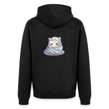 Chemise de nuit pour lève-tard et propriétaires de chats - Veste à capuche bio Premium Unisexe - noir - Dos - Nico (187cm)