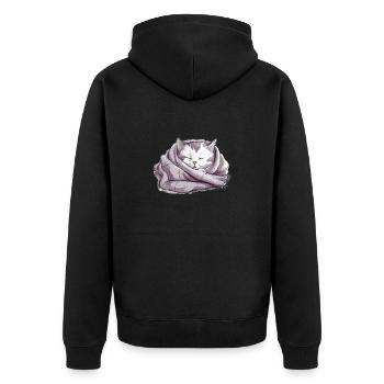 Süße schlafende Kuschel Katze Katzenbesitzer - Unisex Premium Bio Zip Hoodie - Schwarz - Hinten - Nico (187cm)