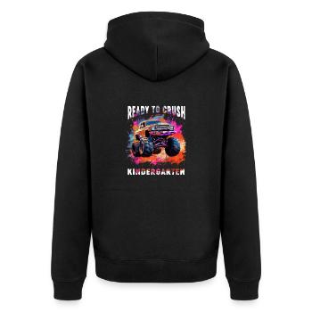 LKW Retro Rennen Großer Vintage Kindergarten Zurück - Unisex Premium Bio Zip Hoodie - Schwarz - Hinten - Nico (187cm)