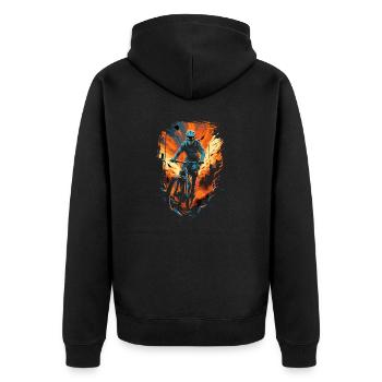 Downhill Biker Mountain Bike - Unisex Premium Organic Zip Hoodie - black - Back - Nico (187cm)