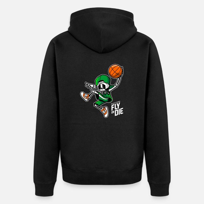 Korbknochen - Unisex Premium Bio Zip Hoodie - Schwarz