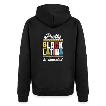 Gebildete schwarze Latinx Afro Latina Pride Geschenk - Unisex Premium Bio Zip Hoodie - Schwarz - Hinten - Nico (187cm)