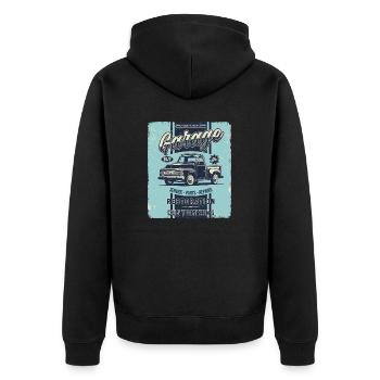 Car garage retro signs - Unisex Premium Organic Zip Hoodie - black - Back - Nico (187cm)