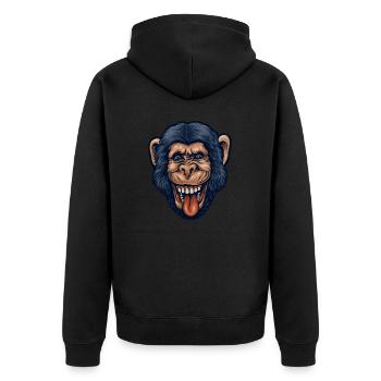 Chimp head - Unisex Premium Organic Zip Hoodie - black - Back - Nico (187cm)