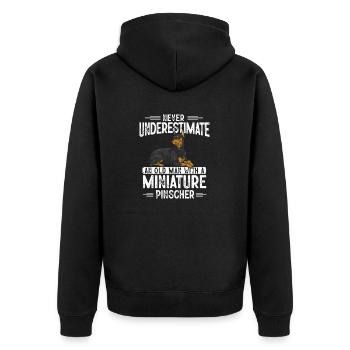Miniature Pinscher Rehpinscher Min Pin Dog - Unisex Premium Organic Zip Hoodie - black - Back - Nico (187cm)