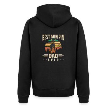 Miniature Pinscher Rehpinscher Min Pin Dog - Veste à capuche bio Premium Unisexe - noir - Dos - Nico (187cm)