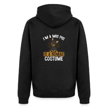 Miniature Pinscher Rehpinscher Min Pin Dog - Unisex Premium Organic Zip Hoodie - black - Back - Nico (187cm)