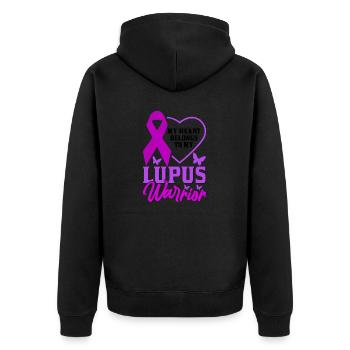 Lupus Bewusstseins Monat - Unisex Premium Bio Zip Hoodie - Schwarz - Hinten - Nico (187cm)