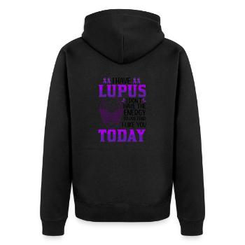 Lupus Bewusstseins Monat - Unisex Premium Bio Zip Hoodie - Schwarz - Hinten - Nico (187cm)