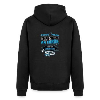 Lustiges Scheidung Glücklich Geschieden und - Unisex Premium Bio Zip Hoodie - Schwarz - Hinten - Nico (187cm)