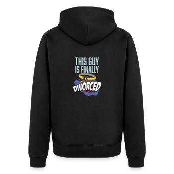 Lustiges Scheidung Glücklich Geschieden und - Unisex Premium Bio Zip Hoodie - Schwarz - Hinten - Nico (187cm)