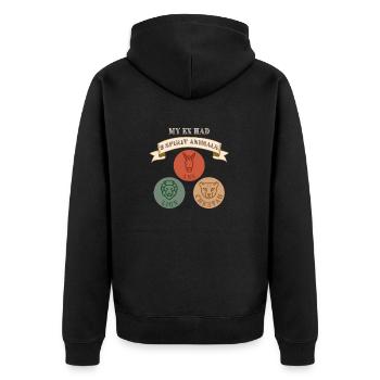 Lustiges Scheidung Glücklich Geschieden und - Unisex Premium Bio Zip Hoodie - Schwarz - Hinten - Nico (187cm)