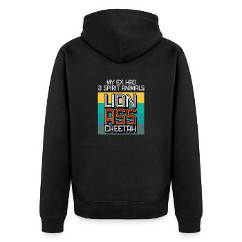 Lustiges Scheidung Glücklich Geschieden und - Unisex Premium Bio Zip Hoodie - Schwarz - Hinten - Nico (187cm)