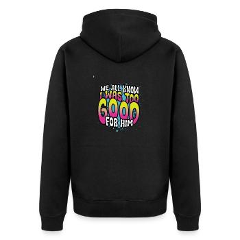 Lustiges Scheidung Glücklich Geschieden und - Unisex Premium Bio Zip Hoodie - Schwarz - Hinten - Nico (187cm)