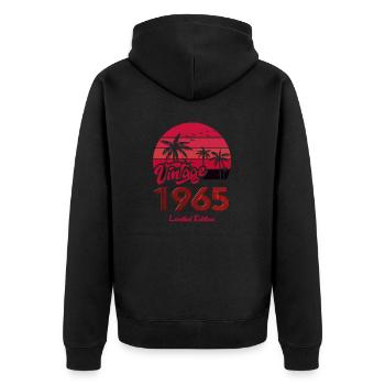 Vintage Year 1965 Limited Edition Red - Unisex Premium Organic Zip Hoodie - black - Back - Nico (187cm)
