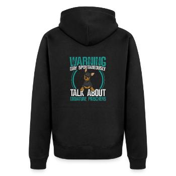 Miniature Pinscher Rehpinscher Min Pin Dog - Unisex Premium Organic Zip Hoodie - black - Back - Nico (187cm)