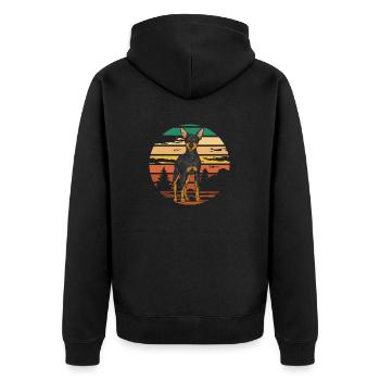 Miniature Pinscher Rehpinscher Min Pin Dog - Unisex Premium Organic Zip Hoodie - black - Back - Nico (187cm)