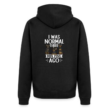 Miniature Pinscher Rehpinscher Min Pin Dog - Unisex Premium Organic Zip Hoodie - black - Back - Nico (187cm)