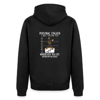 Miniature Pinscher Rehpinscher Min Pin Dog - Unisex Premium Organic Zip Hoodie - black - Back - Nico (187cm)