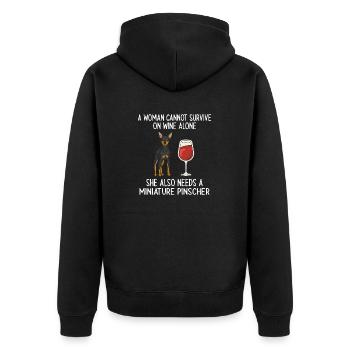 Miniature Pinscher Rehpinscher Min Pin Dog - Unisex Premium Organic Zip Hoodie - black - Back - Nico (187cm)