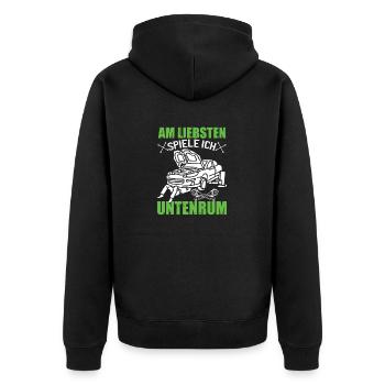 Männer Automechaniker Humor Lustig Auto - Unisex Premium Bio Zip Hoodie - Schwarz - Hinten - Nico (187cm)